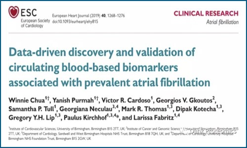 Eur Heart J- 伯明翰大学借助 Olink 发现和验证心房颤动相关循环血液中的生物标志物