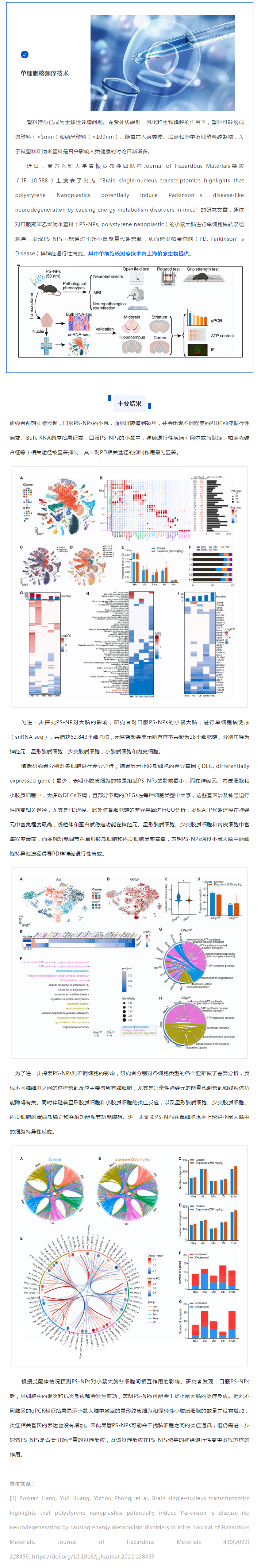 项目文章_九游平台官网单细胞核测序助力发现纳米塑料诱发帕金森样神经退行性病变