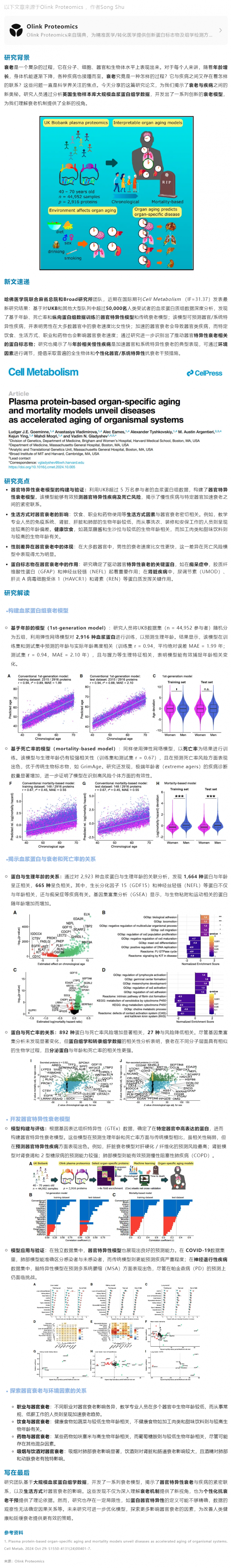 2025 年 01 月 20 日 UKB 案例 |Olink 血浆蛋白组模型揭示加速器官衰老与疾病相关性